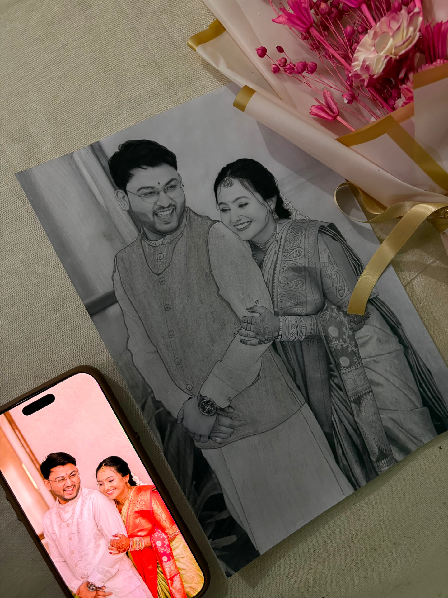 Couple Portrait — Two Souls, One Sketch